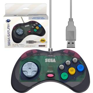 Retro-Bit SEGA Saturn USB - Grey for PC - Wired Controller - MAC