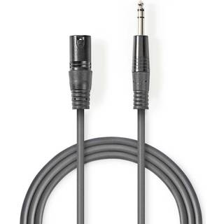 Nedis Balanceret Audio kabel | XLR 3-Pin Han | 6.35 mm Hanstik | Nikkelplateret | 1.50 m | Runde | PVC | Mørkegrå | Kartonhylster