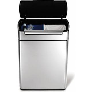 Simplehuman Touch-Bar affaldsspand 48 liter, 2 rums mat stål