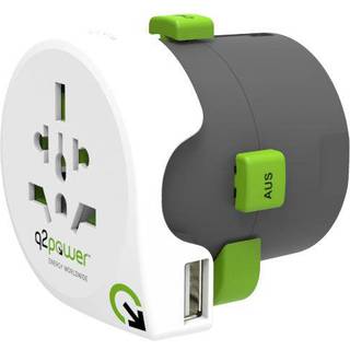Q2Power Qdapter 360 adapter til vægstik i hele verden, hvid