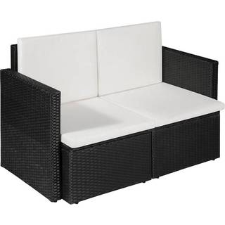2-personers havesofa med hynder polyrattan sort