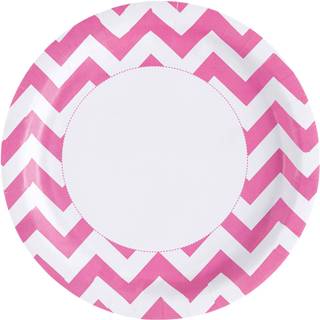 Pinke Zick-Zack Pappteller 8 St.