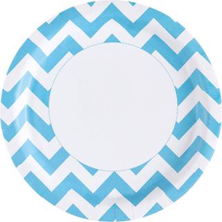 Karibik Blaue Zick-Zack Pappteller 8 St.