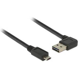 Delock Easy USB 2.0 - USB-A / Micro-B - Vinklet - Sort - 0.50 m