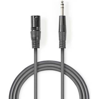 Nedis Balanceret Audio kabel | XLR 3-Pin Han | 6.35 mm Hanstik | Nikkelplateret | 3.00 m | Runde | PVC | Mørkegrå | Kartonhylster