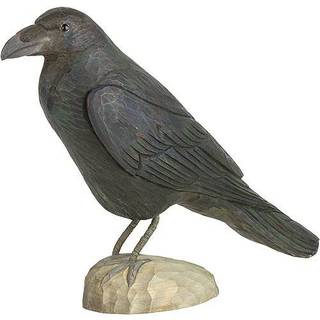 Wildlife Garden Decobirds Håndskåret Fugl Ravn - Træfigurer Massiv Træ Sort - WG466