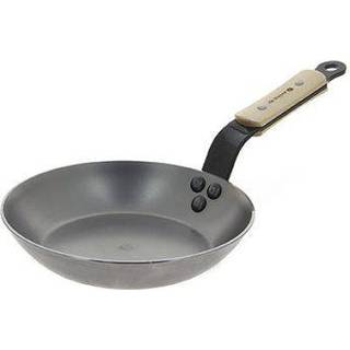 de Buyer Mineral B Bois Pfanne 20 cm - Eisen mit Bienenwachsbeschichtung - Bandstahlgriff mit Holzgriffschalen - Braun,Silber