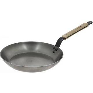 de Buyer Mineral B Bois Pfanne 28 cm - Eisen mit Bienenwachsbeschichtung - Bandstahlgriff mit Holzgriffschalen - Braun,Silber