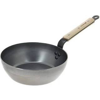 de Buyer Mineral B Bois tiefe Bauernpfanne 24 cm - Eisen mit Bienenwachsbeschichtung - Bandstahlgriff mit Holzgriffschalen - Braun,Silber