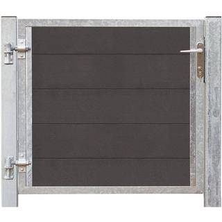PLUS Futura kompositlåge, venstre ind, skifergrå, 99 x 91 cm + 16 cm stålstolper