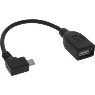 USB OTG kabel 2.0 - USB-A hun / MICRO-B han vinklet - 0.1 m