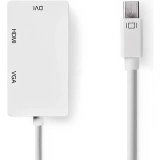 Nedis Mini DisplayPort kabel | DisplayPort 1.2 | Mini DisplayPort han | DVI-D 24+1-Pins Hun / HDMI™ Input / VGA Hun | 21.6 Gbps | Nikkelplateret | 0.20 m | Runde | PVC | Hvid | Plastikpose