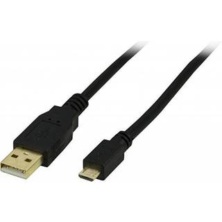 DELTACO, USB 2.0 kabel, USB-A han - Micro B han, 2m, sort