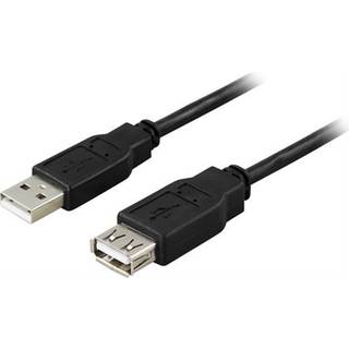 DELTACO USB 2.0 kabel Type A han - Type A hun 1m, sort