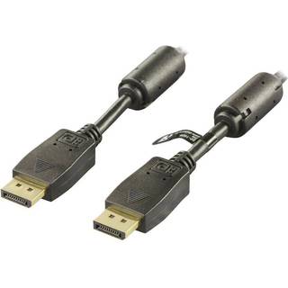 DELTACO DisplayPort monitorkabel, 20-pin han - han, <b>5m</b>, sort
