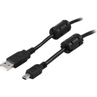 DELTACO USB 2.0 kabel Type A han - Type Mini B han, ferritkerner, 2m,