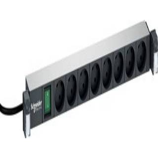 LK Actassi 19'' powerpanel 8 stik 2 pol med jord og afbryder 1HE, koksgrå
