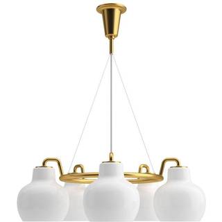 VL Ringkrone 5 pendel, messing/blank opal