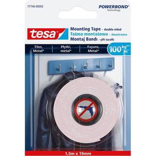 Tesa Monteringstape til fliser og metal, 100 kg, 19 mm, 1,5 m