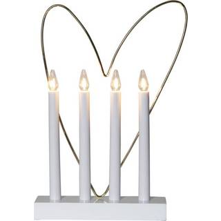 Star Trading - Advent Candlestick Glossy Heart - White - 37 cm