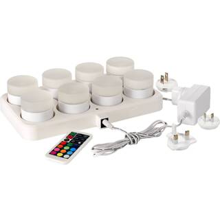 DUNI LED MINI Lys 8 stk Ø50 x 48 mm Inkl. oplader og fjernbetjening (186495)