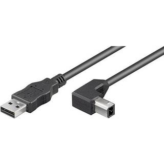 USB-A 2.0 til 90° USB-B datakabel, sort, 1m