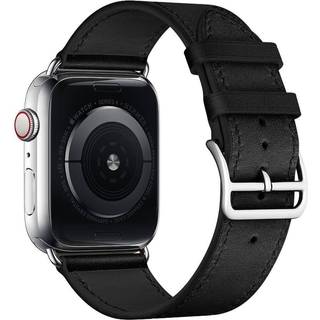Apple Watch 7/6/5/4/3/2/1/SE - 41/40/38mm - Ægte læder rem - Sort