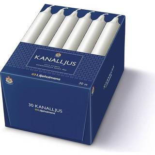 Kanallys Ø24x200mm Ren Stearin Svanemærket 6 timet hvid, 30 stk