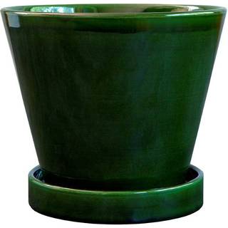 Bergs Potter Julie Krukke Med Underkop 17 Cm - Krukker Terrakotta Emerald Green - ITA-JCG17S-6