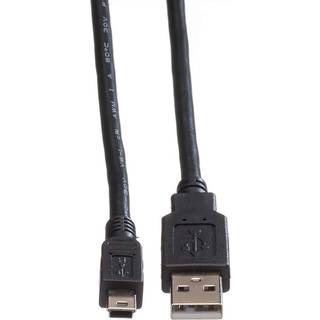 MINI USB 2,0 A MALE/MINI 5PIN MALE, SORT 3,0 M.