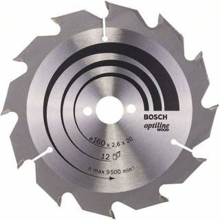 Bosch Rundsavsklinge Optiline Ø160x2,6x20/16mm 12t - 2608641173
