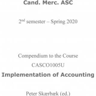 Compendium to the Course CASC01005U Implementation of Accounting