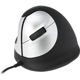 R-Go Tools R-Go HE Mouse Vertical Mouse Medium Left - Ergonomisk mus - 5 knapper - Sølv