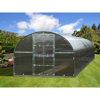 Drivhus polycarbonat TITAN Arch 320, 30m², 3x10m, Sølv