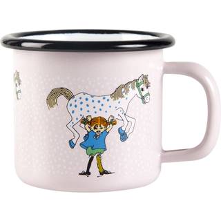 Muurla Pippi and the horse emaljekrus 1,5 dl Light pink