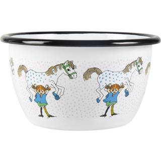 Muurla Pippi And The Horse Enamel Bowl 60 Cl - Serveringsskåle Emalje Hvid - 1404-060-03