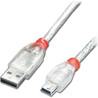 LINDY USB 2.0 Kabel A/Mini-B 0,5m USB High Speed, transparent