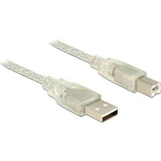 Delock USB-A 2.0 Kabel han til USB-B 2.0 han 1m - Transparent