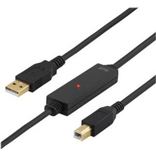 DELTACO PRIME USB 2.0 kabel Type A han - Type B han, <b>aktiv</b>, 5m,