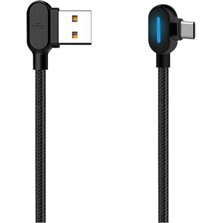 SIGN vinklet USB-C-kabel med LED-indikator 2.1A, 12W, 1m - Sort