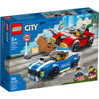 Lego City Police Highway Arrest 60242 Police Toy Fun Building Set til Kids (185 stykker)
