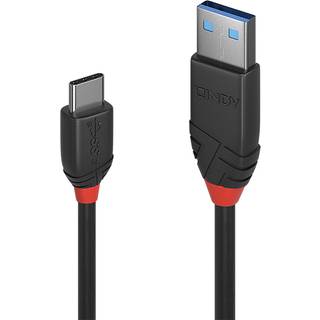LINDY 0.15m USB 3.1 Type A to C Cable 3A, Black Line