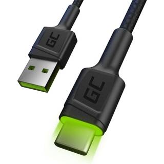 Green Cell - USB-C-kabel GC Ray, 120 cm, grøn LED, med Ultra Opladning, QC 3.0