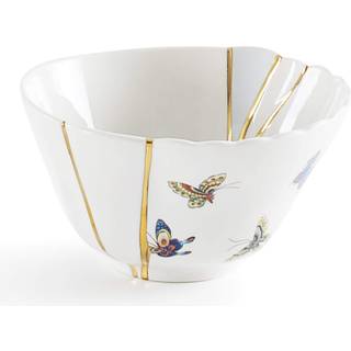Seletti Tableware - 'Kintsugi' fruit bowl in Multicolor Porcelain, gold