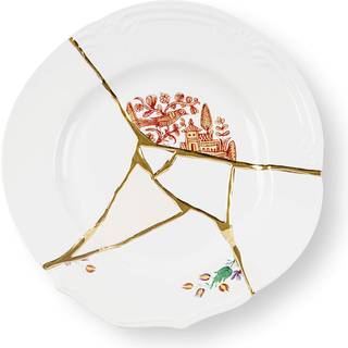 Seletti Tableware - 'Kintsugi' dinner plate, no 3 in WHITE/MULTICOLOR Porcelain, gold