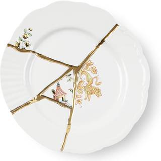 Seletti Tableware - 'Kintsugi' dessert plate in Multicolor Porcelain, gold