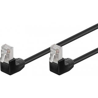 Goobay Netværkskabel CAT 5e vinklet 2x 90°, F/UTP, sort, 2 m kobberbeklædt aluminiumleder (CCA), 2x RJ45-stik 90 ° (8P8C)
