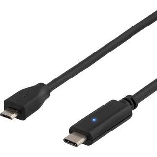 Deltaco Micro-B- USB-C kabel1m- Sort