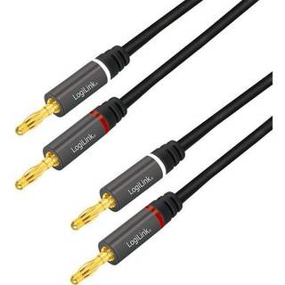 LogiLink Högtalarkabel 2x2,5 mm² med banankontakter Svart 3 meter