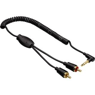 Hama Kabel Audio 3.5mm-2xRCA Vinklad Coiled Guld Svart 0.75m